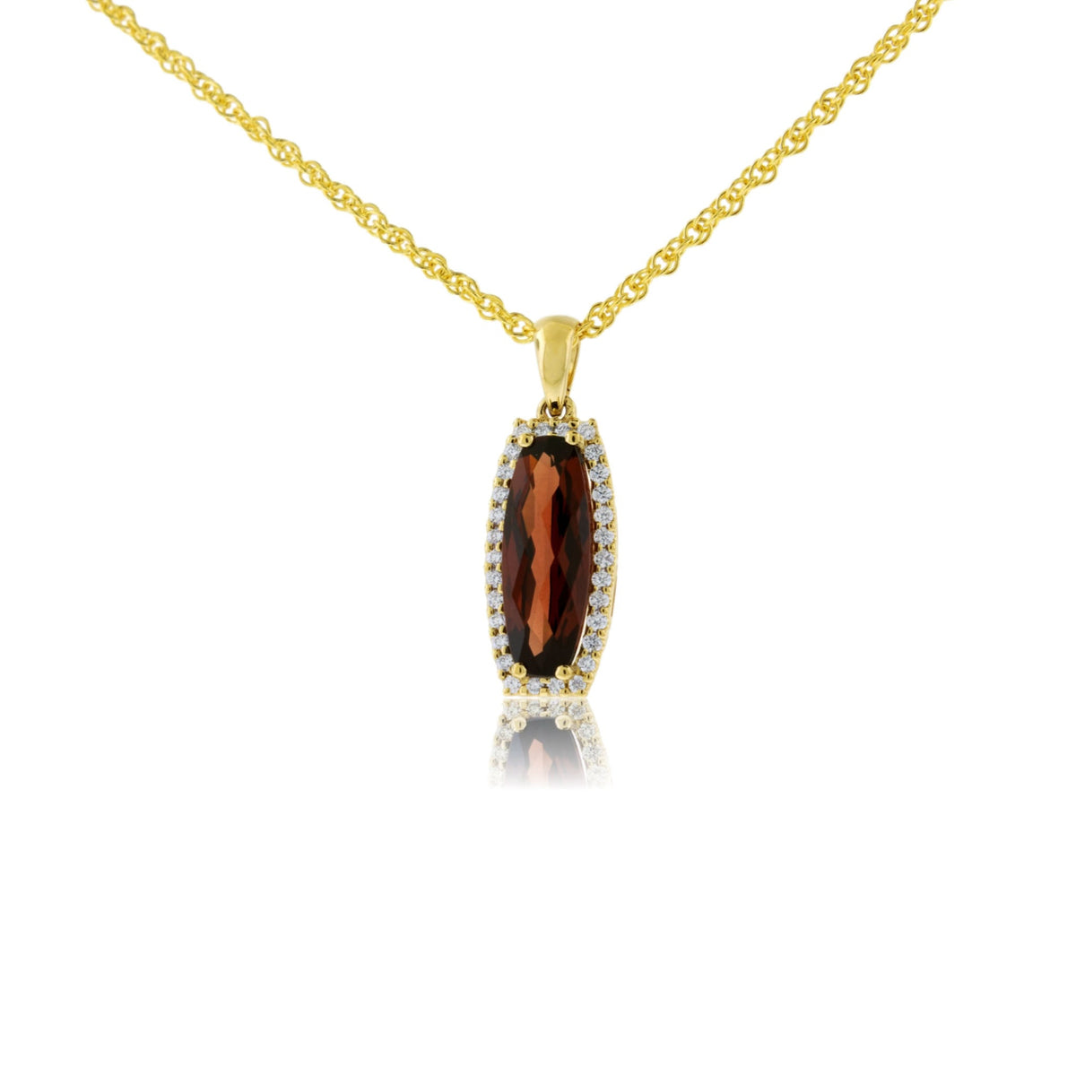 Fancy Cut Garnet & Diamond Halo Accented Pendant - Park City Jewelers