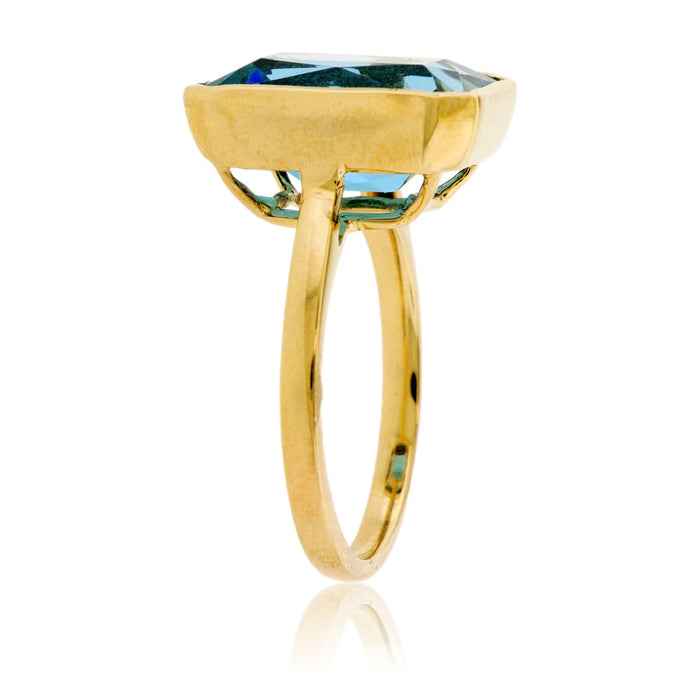 Fancy Cut London Blue Topaz Bezel Ring - Park City Jewelers