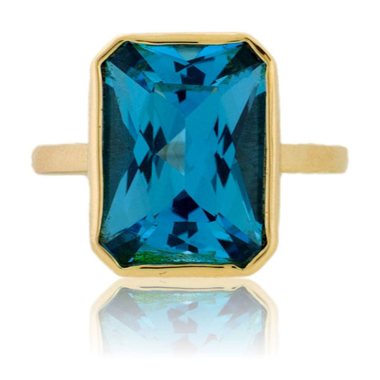 Fancy Cut London Blue Topaz Bezel Ring - Park City Jewelers