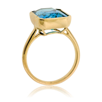 Fancy Cut London Blue Topaz Bezel Ring - Park City Jewelers