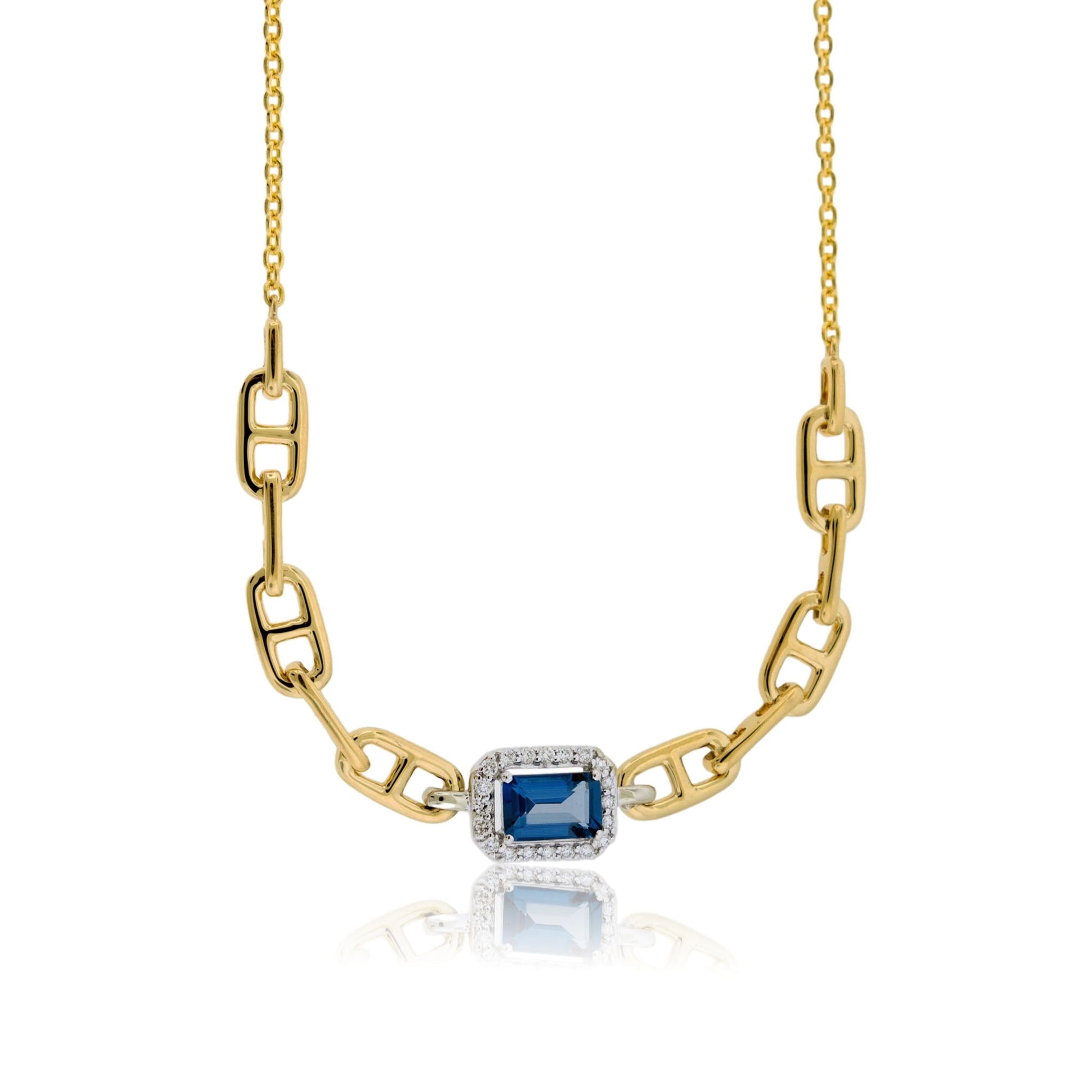 Fancy Cut London Blue Topaz & Diamond Pendant with Chain - Park City Jewelers