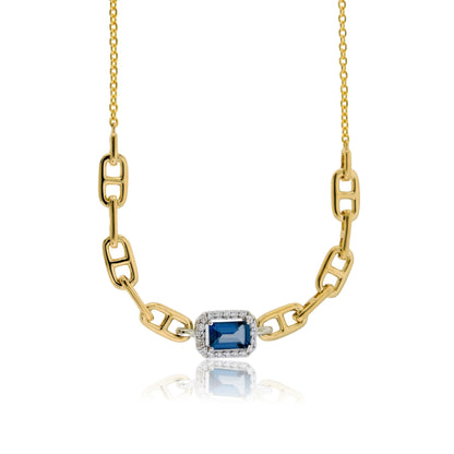 Fancy Cut London Blue Topaz & Diamond Pendant with Chain - Park City Jewelers