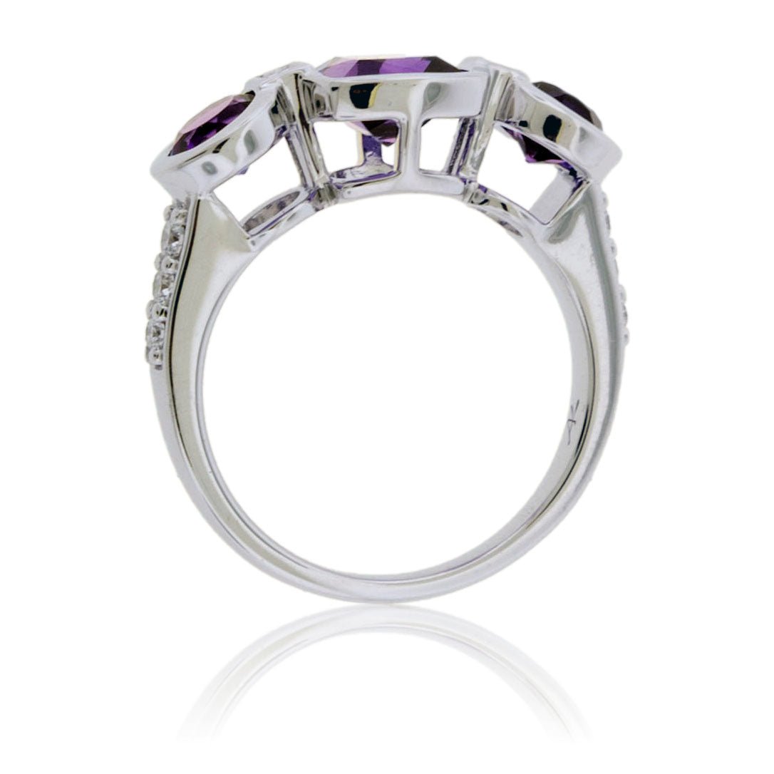 Fancy Shaped Amethyst with Diamond Accent Bezel Style Ring - Park City Jewelers