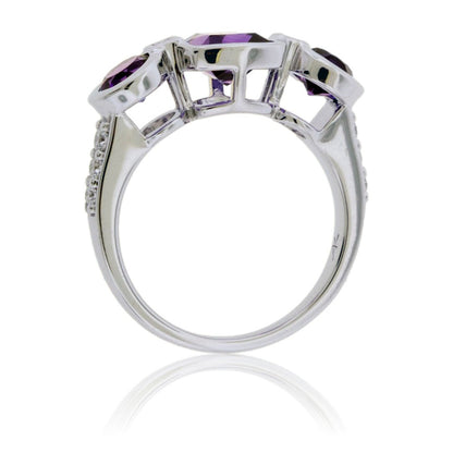 Fancy Shaped Amethyst with Diamond Accent Bezel Style Ring - Park City Jewelers