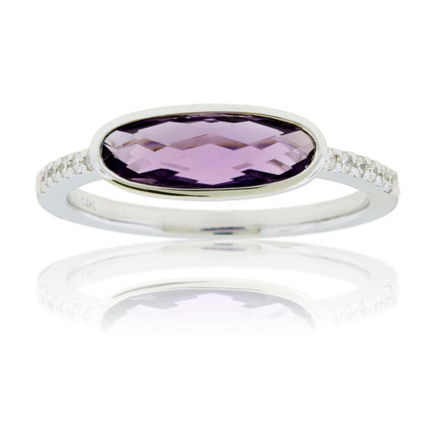 Fancy Shaped Amethyst with Diamond Accent Ring - Park City Jewelers