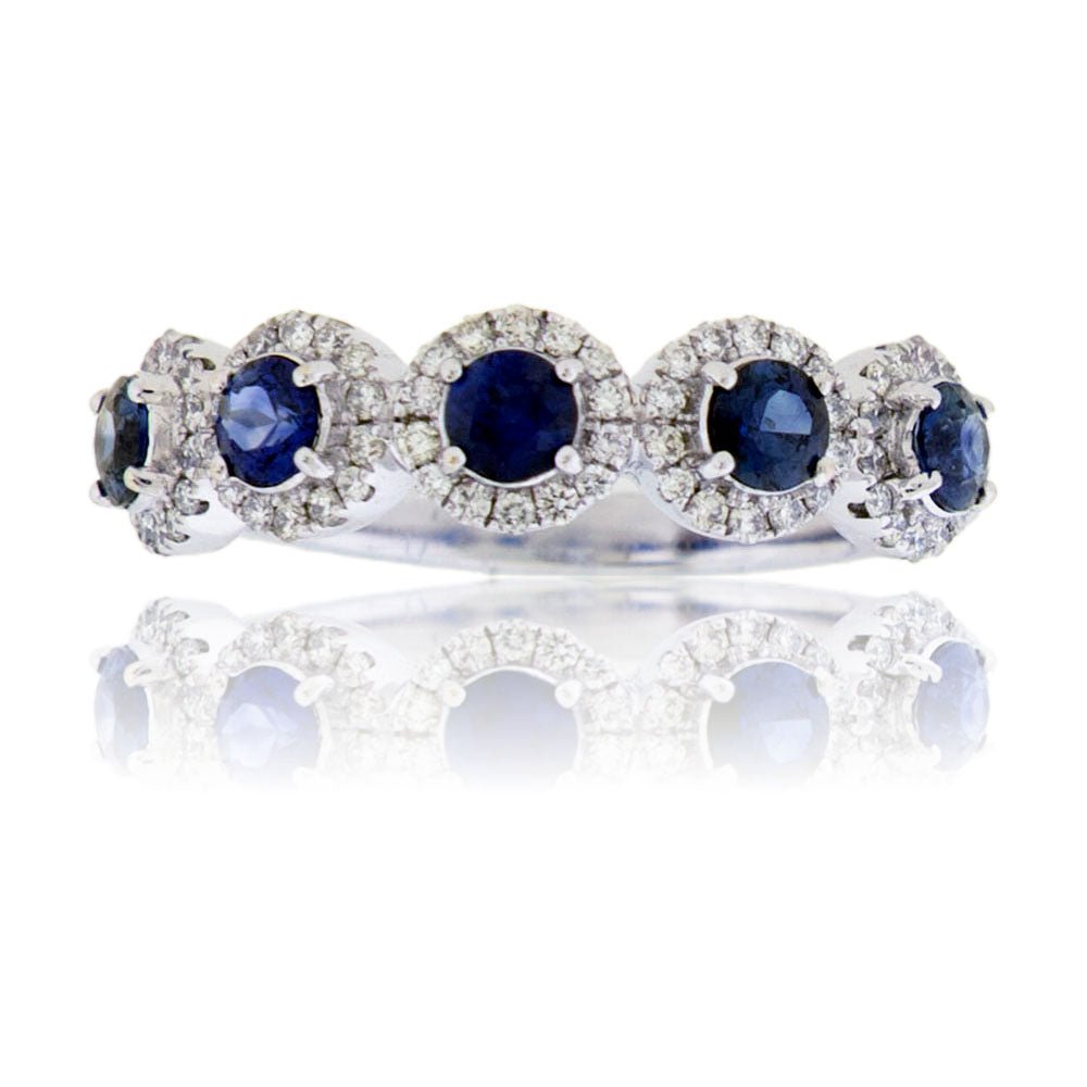 Five Sapphire and Diamond Halo Band - Park City Jewelers