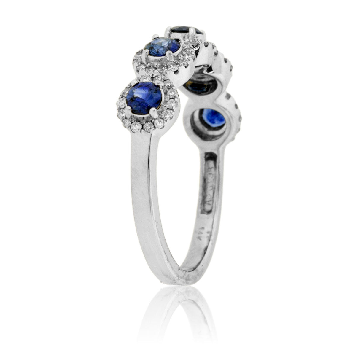 Five Sapphire and Diamond Halo Band - Park City Jewelers