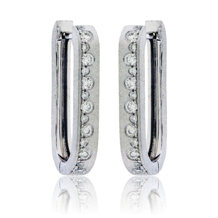 Flush Set Diamond Rectangle Hoop Earrings - Park City Jewelers