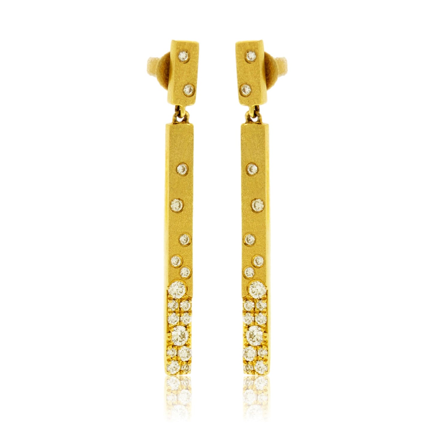 Flush Set Diamond Station Bar Earrings - Park City Jewelers