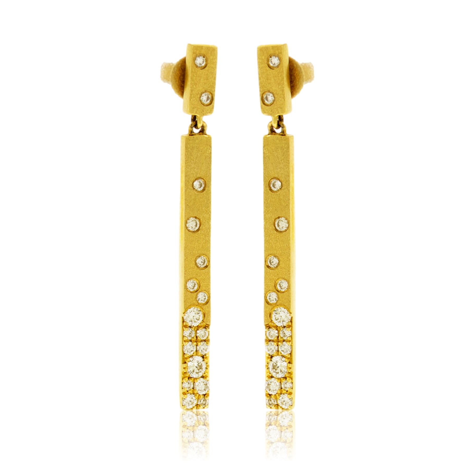 Flush Set Diamond Station Bar Earrings - Park City Jewelers