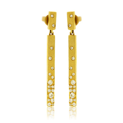 Flush Set Diamond Station Bar Earrings - Park City Jewelers