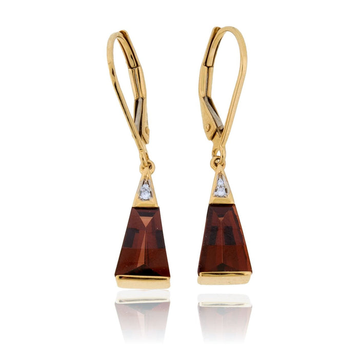 Garnet & Diamond Dangle Earrings - Park City Jewelers