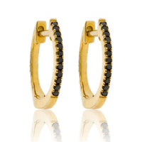 Gold Black Diamond Huggie Hoop Earrings - Park City Jewelers