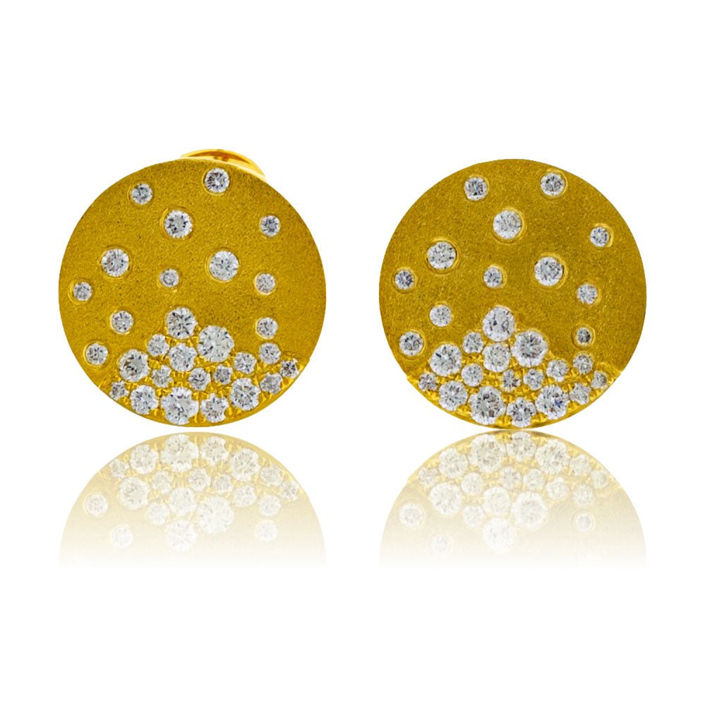 Gold Diamond Disc Stud Earrings - Park City Jewelers