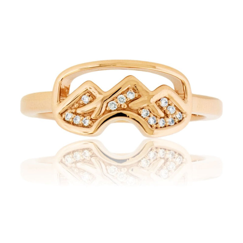 Gold Goggles Ring with Diamond Mountain - Park City Jewelers