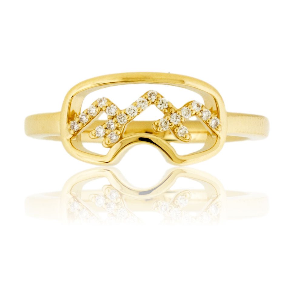 Gold Goggles Ring with Diamond Mountain Ridge - Park City Jewelers