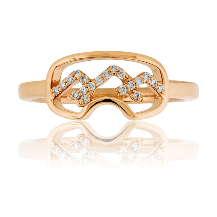 Gold Goggles Ring with Diamond Mountain Ridge - Park City Jewelers