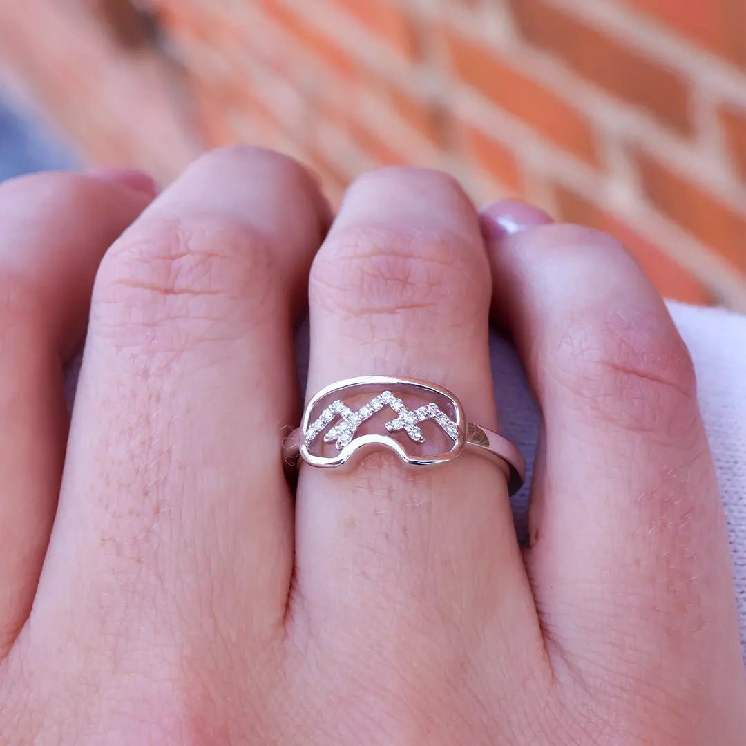 Gold Goggles Ring with Diamond Mountain Ridge - Park City Jewelers