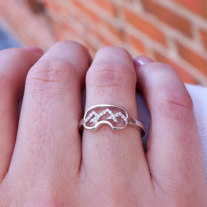Gold Goggles Ring with Diamond Mountain Ridge - Park City Jewelers
