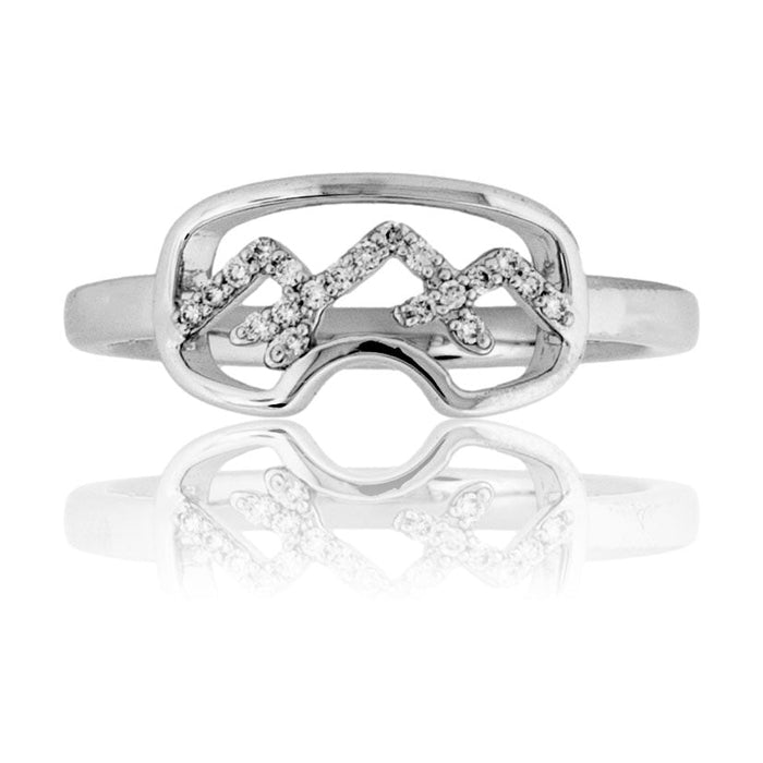 Gold Goggles Ring with Diamond Mountain Ridge - Park City Jewelers