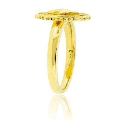 Gold Satin Finish Diamond Compass Medallion Ring - Park City Jewelers