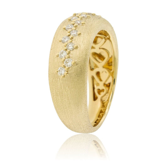 Gold Satin Finish Diamond Stitch Confetti Ring - Park City Jewelers
