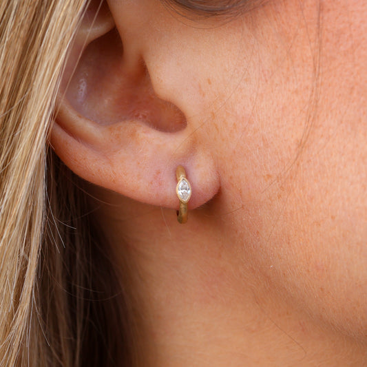 Gold Satin Finish Flush Set Diamond Earrings - Park City Jewelers
