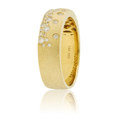 Gold Satin Finish Flush Set Diamond Ring - Park City Jewelers