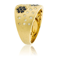 Gold Satin Finish Flush Set Sapphire Florette Ring - Park City Jewelers