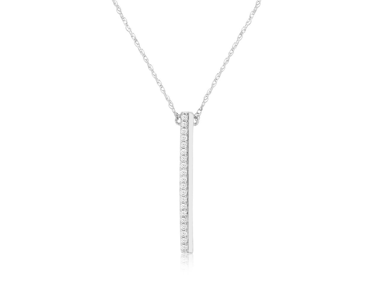 Gold Vertical Diamond Bar Pendant w/Chain - Park City Jewelers