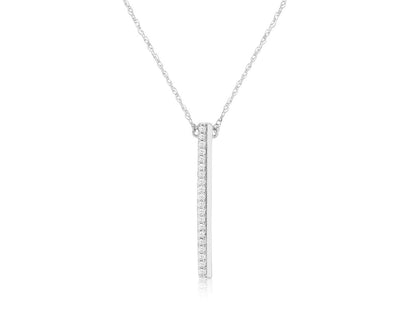 Gold Vertical Diamond Bar Pendant w/Chain - Park City Jewelers