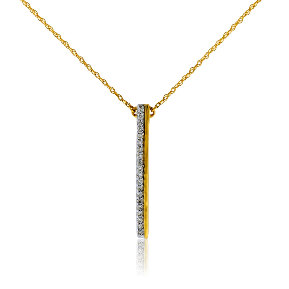 Gold Vertical Diamond Bar Pendant w/Chain - Park City Jewelers