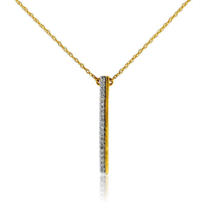 Gold Vertical Diamond Bar Pendant w/Chain - Park City Jewelers