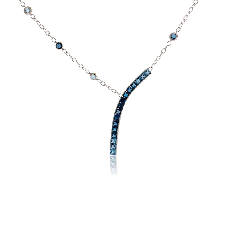 Gradient Sky Blue to London Blue Topaz & Diamond Drop Pendant - Park City Jewelers