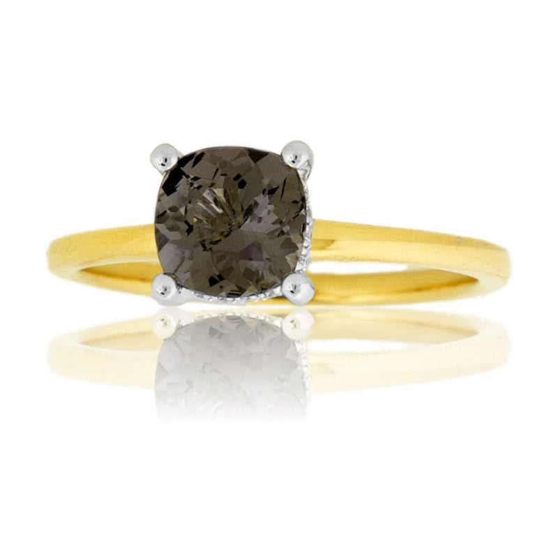 Gray Cushion Spinel & Diamond Hidden Halo Ring - Park City Jewelers