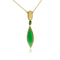 Green Chalcedony, Opal, Chrome Diopside & Diamond Pendant w/Chain - Park City Jewelers