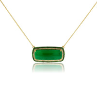 Green Onyx with Double Tsavorite & Diamond Halo Pendant - Park City Jewelers