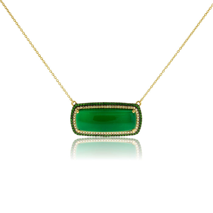 Green Onyx with Double Tsavorite & Diamond Halo Pendant - Park City Jewelers