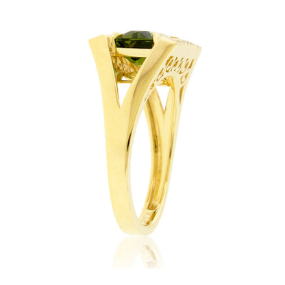 Green Tourmaline and Diamond Ring - Park City Jewelers