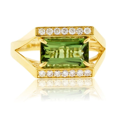 Green Tourmaline and Diamond Ring - Park City Jewelers