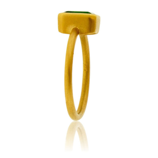 Green Tourmaline Cushion - Cut Bezel Set Ring - Park City Jewelers