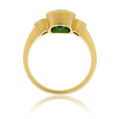 Green Tourmaline & Diamond Bezel Ring - Park City Jewelers