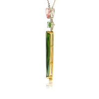 Green Tourmaline, Pink Sapphire and Diamond Pendant - Park City Jewelers