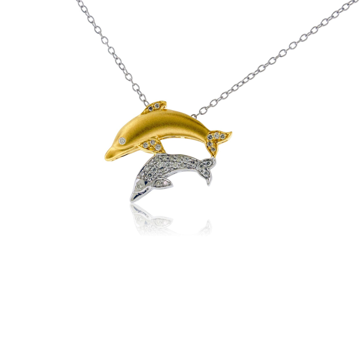 Jumping Double Dolphin Diamond Pendant - Park City Jewelers