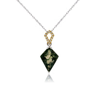 Kite Cut Moss Agate & Diamond Accented Pendant - Park City Jewelers