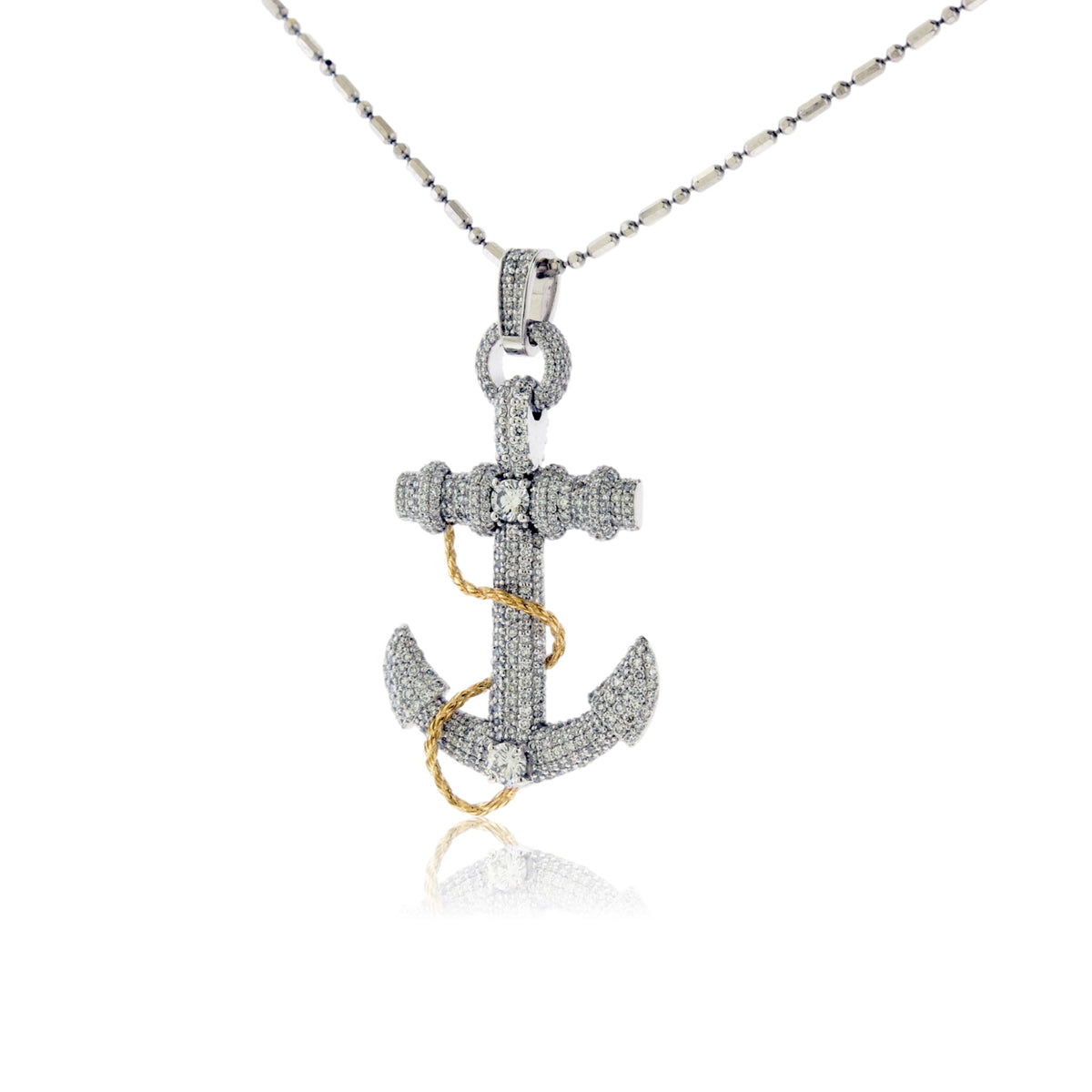 Lab Grown Diamond Anchor and Golden Rope Necklace - Park City Jewelers