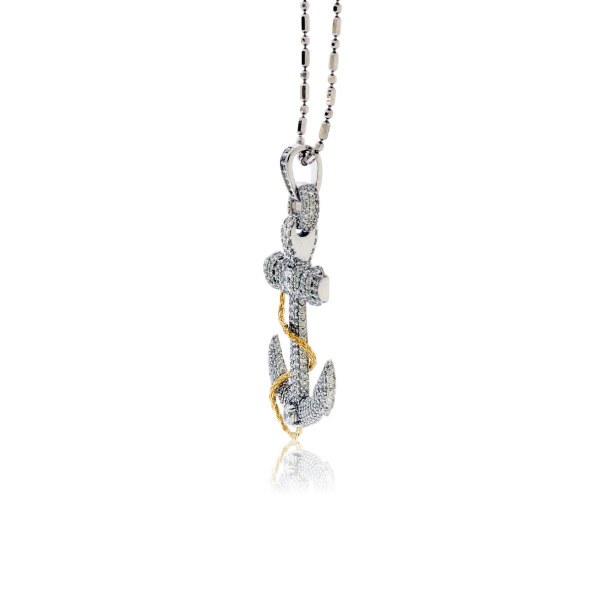 Lab Grown Diamond Anchor and Golden Rope Necklace - Park City Jewelers