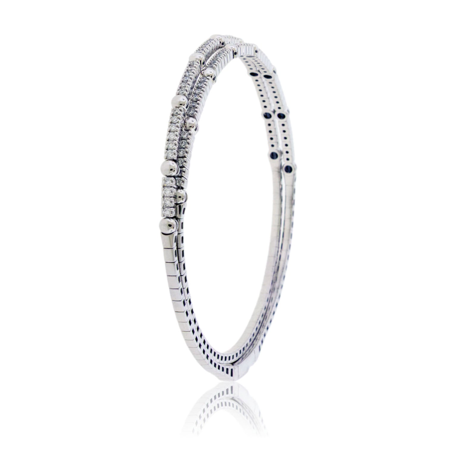 Lab Grown Diamond Beaded Double Flex Bangle Bracelet - Park City Jewelers