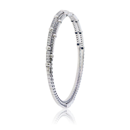 Lab Grown Diamond Beaded Double Flex Bangle Bracelet - Park City Jewelers