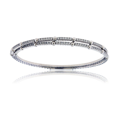 Lab Grown Diamond Beaded Double Flex Bangle Bracelet - Park City Jewelers